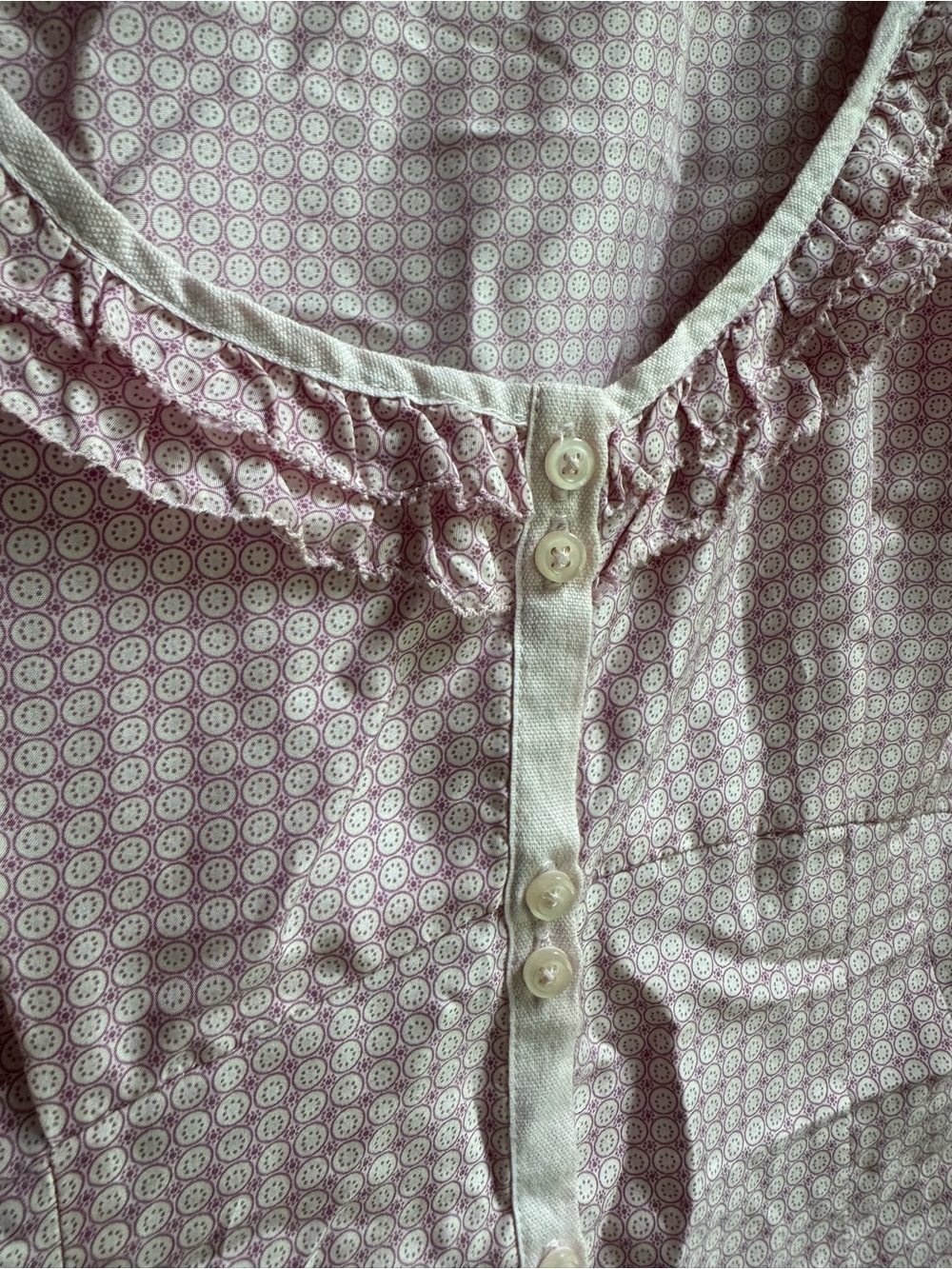 GAP Pink Checked Sleeveless Ruffle Button-Front Top - Picture 2 of 8